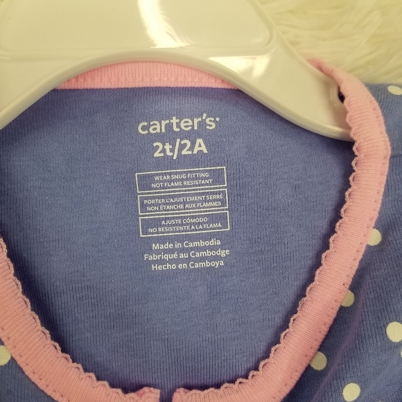 Carter's Flamingo Applique Polka Dotted Footed Pajamas, Toddler Girl's, 2T - Picture 4 of 4